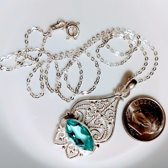 SEA FOAM QUARTZ .925 STERLING SILVER PENDANT - Picture 4 of 7